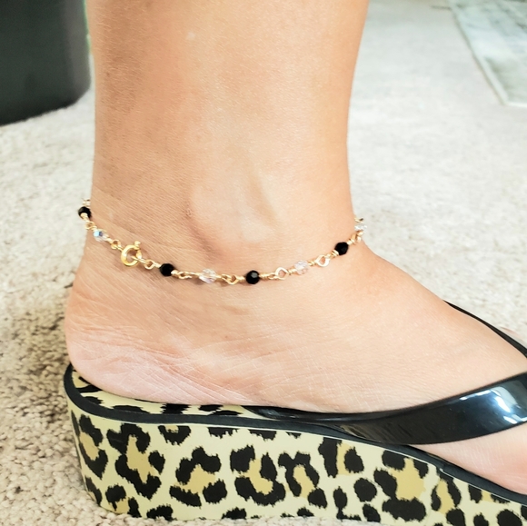 Handmade Ankle bracelet 14KGF Swarovski Crystal - Picture 2 of 3